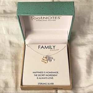 NWT Footnotes sterling Silver .925 Family forever happiness is homemade necklace